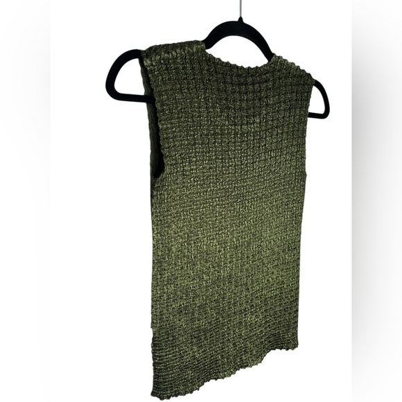 Y2K VTG Nicola Green Rouche Popcorn Tank Top Blouse Size Medium - Picture 5 of 10